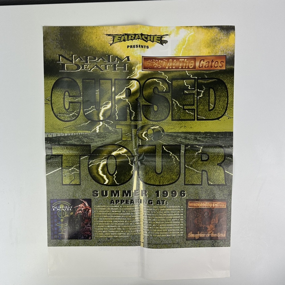 1996 Napalm Death Cursed Tour‎ & Carcass Swansong Double Sided Promo Poster VTG